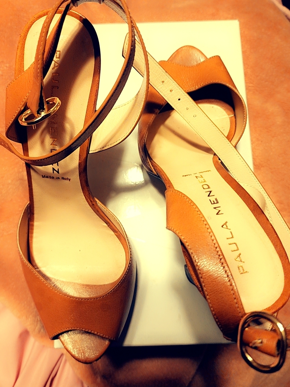 Vero Cuoio Tan Leather Block Heel Sandals - Picture 2 of 5